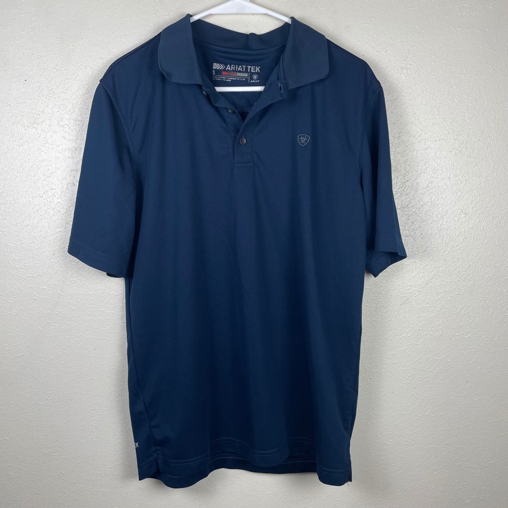 Ariat Tek Men's Navy Blue Polo Shirt Short Sleeve Performance Golf Casual Size S